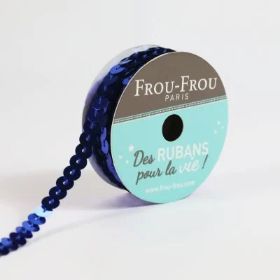 Bobinette Ruban Sequins Frou-Frou Saphir - 6 mm x 5 mètres