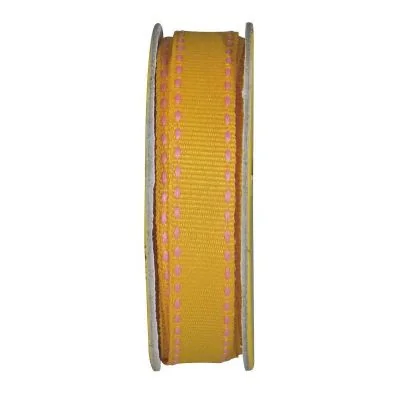 Ruban surpiqué Jaune orangé - bobinette 2m