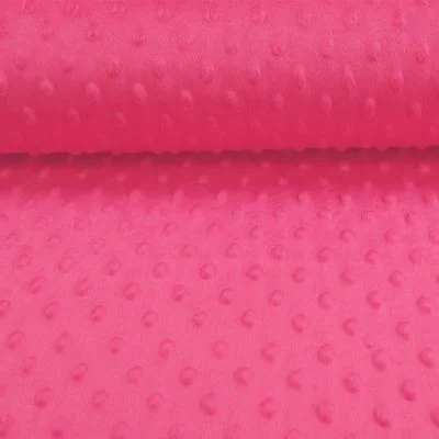 Tissu Minky ultra doux Pois Fuchsia x10cm