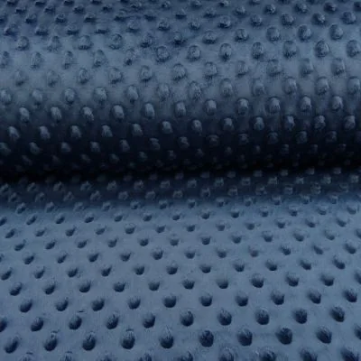 Tissu Minky Ultra doux Pois Bleu marine - Par 10 cm