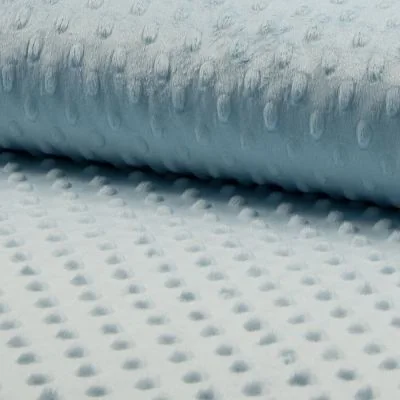 Tissu Minky Ultra doux Pois Bleu ciel - Par 10 cm