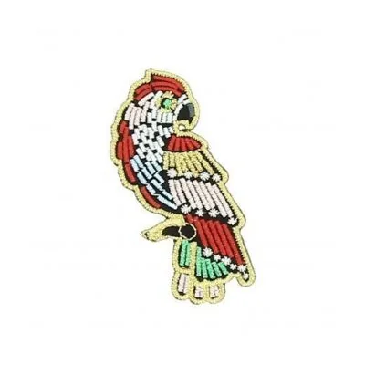 Ecusson Thermocollant Perroquet Broderie Métallisées