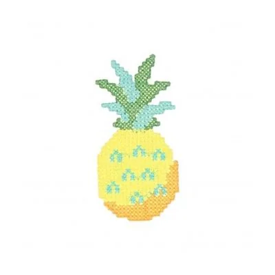 Ecusson Thermocollant Ananas au point de croix Vert bleu jaune et orange