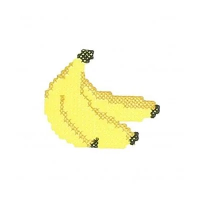 Ecusson Thermocollant Banane au point de croix Jaune orange et noir