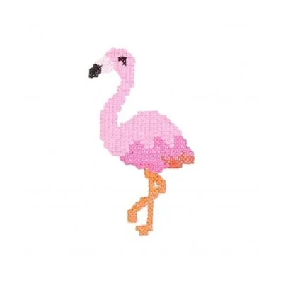 Ecusson Thermocollant Flament Rose au point de croix Rose et noir