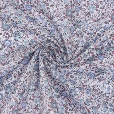 Tissu Liberty of London Tana Lawn Emma et Georgina Bleu sur fond Blanc - Par 10 cm