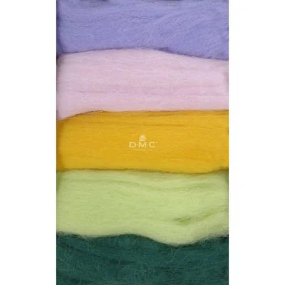 Laine cardée pour feutrage, paquet de 5 coloris Bouquet