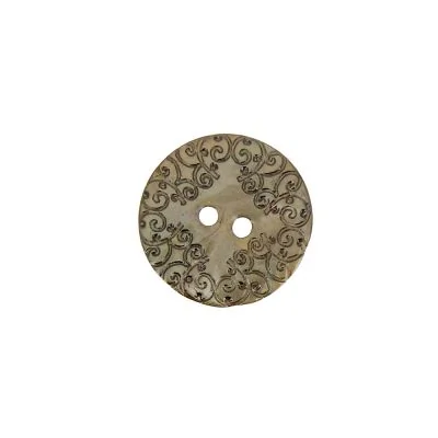 Bouton nacré  gravé 22 mm - Ecru