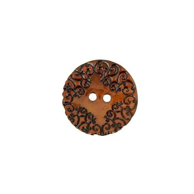 Bouton nacré  gravé 18 mm - Rouille