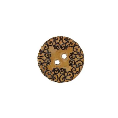 Bouton nacré  gravé 22 mm - Ocre