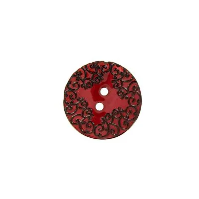 Bouton nacré  gravé 22 mm - Ecarlate