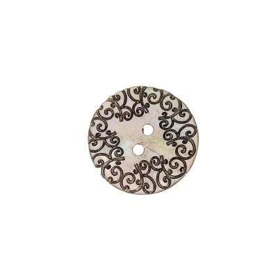 Bouton nacré  gravé 22 mm - Rose clair