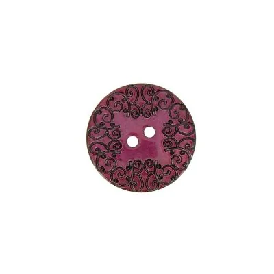 Bouton nacré  gravé 18 mm - Rose