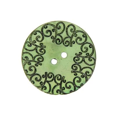 Bouton nacré  gravé 27 mm - Vert