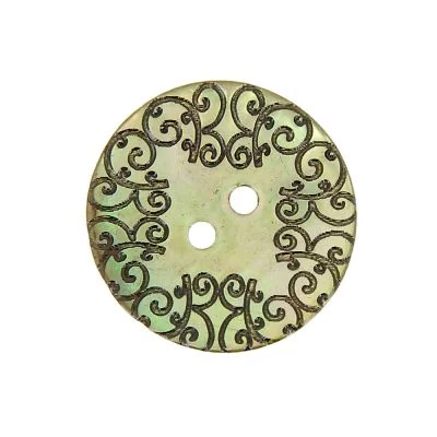 Bouton nacré  gravé 35 mm - Vert clair 