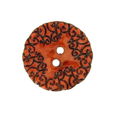Bouton nacré  gravé 27 mm - Rouge