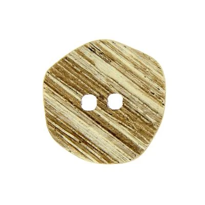 Boutons en bois rayé façon corne 27 mm - Blanc