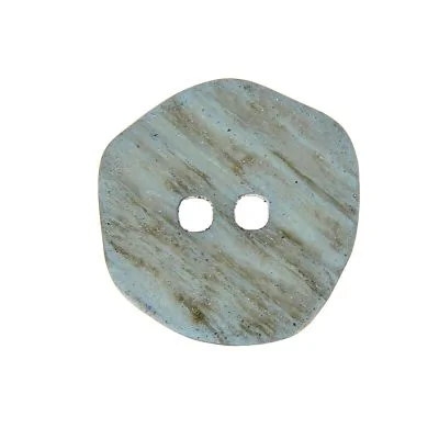 Boutons en bois rayé façon corne 27 mm - Bleu clair