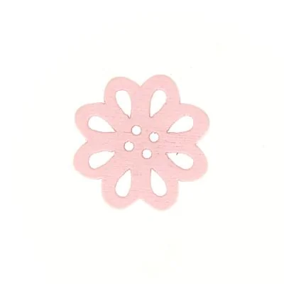 Bouton fleur en bois 20 mm - Rose clair