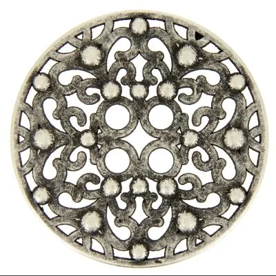 Bouton grande taille en métal plat ajouré 80 mm - Métal