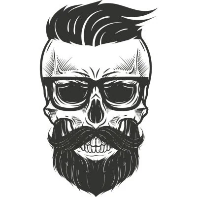 Sticker textile thermo-adhésif  9x15 cm - Tête de mort cool 