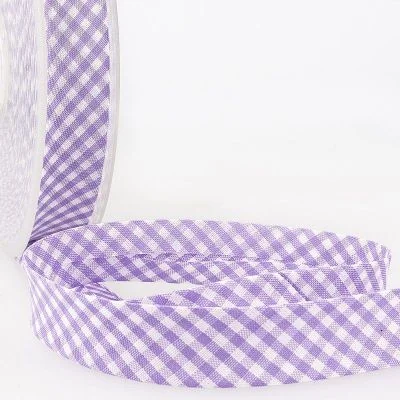 Biais tissé 20 mm Violet Petits carreaux x1m