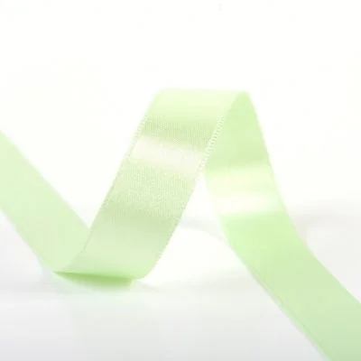 Ruban Satin double face 25 mm Vert blanc x1m