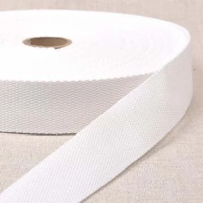 Sangle Polyester aspect Coton 30 mm Blanc x1m