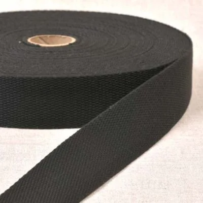 Sangle Polyester aspect Coton 30 mm Noir x1m