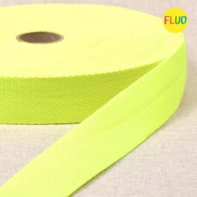 Sangle Polyester aspect Coton 30 mm Jaune fluo x1m