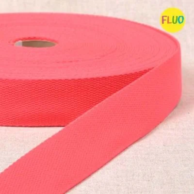 Sangle Polyester aspect Coton 30 mm Rose fluo x1m