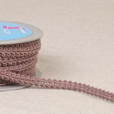 Galon points d&#039;épis 11 mm Vieux rose x1m