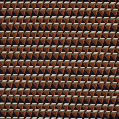 Tissu Popeline de Viscose extensible Triangles 3D sur fond Noir - Par 10 cm