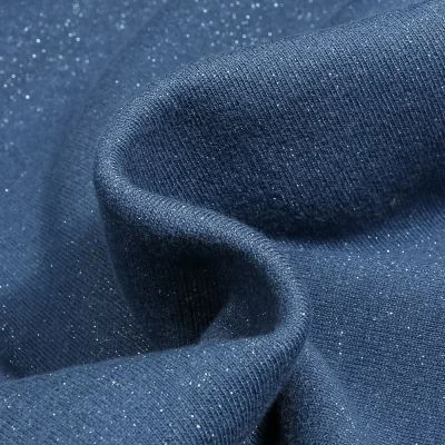 Tissu Sweat Paillettes Bleu nuit - Par 10 cm
