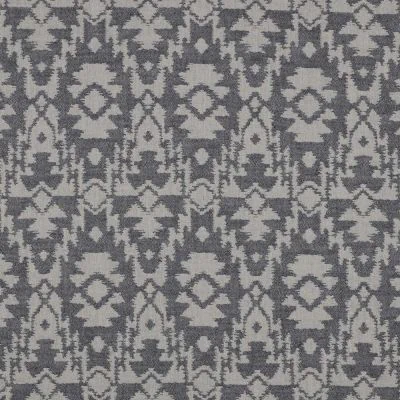 Tissu Jacquard Double gaze Ethnique marine sur fond Ecru - Par 10 cm