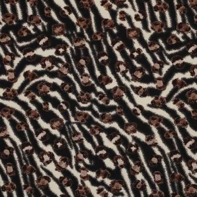 Tissu Polyester Stretch imprimé motif léopard et zébré sur fond Beige - Par 10 cm