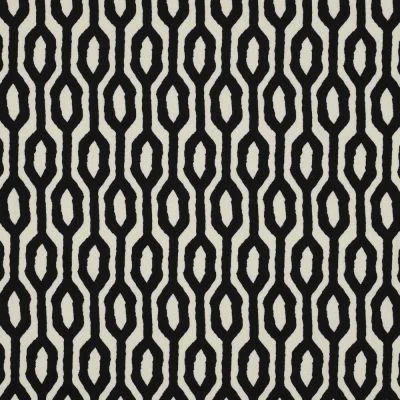 Tissu Polyester Stretch Géo sur fond Noir - Par 10 cm