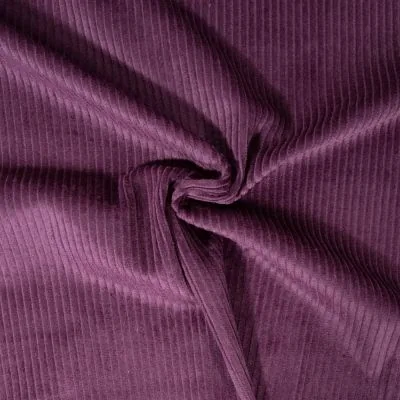 Tissu Velours Grosses côtes Prune - Par 10 cm