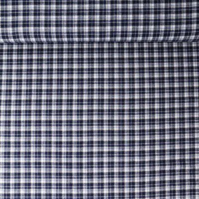 Tissu Coton Chemise Éliott petit carreaux Bleu marine sur fond Blanc - Par 10 cm