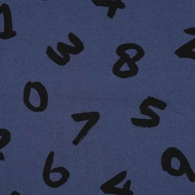 Tissu Sweat envers molletonné Enzo sur fond Bleu denim - Par 10 cm