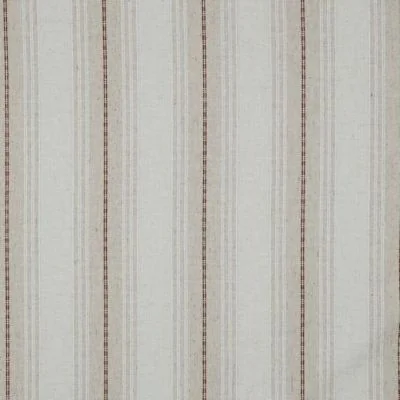 Tissu Lin mélangé Rayures camel sur fond Ecru - Par 10 cm