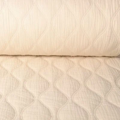 Tissu Double gaze Matelassée réversible uni Ecru - Par 10 cm