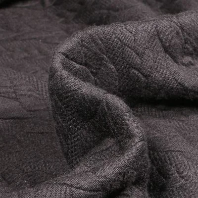 Tissu Sweat effet Maille tressée Lena Noir - Par 10 cm