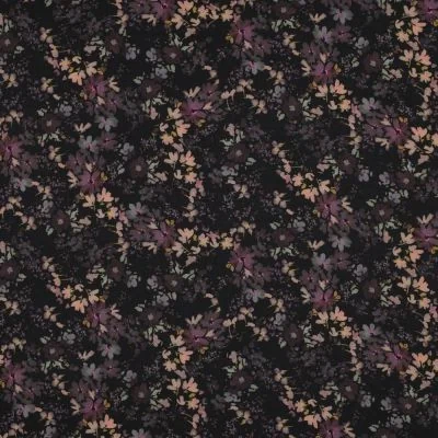 Tissu Viscose extensible Miel sur fond Noir - Par 10 cm