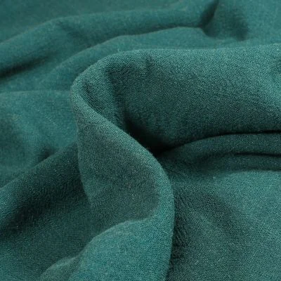 Tissu Lin lavé Viscose uni Vert émeraude - Par 10 cm