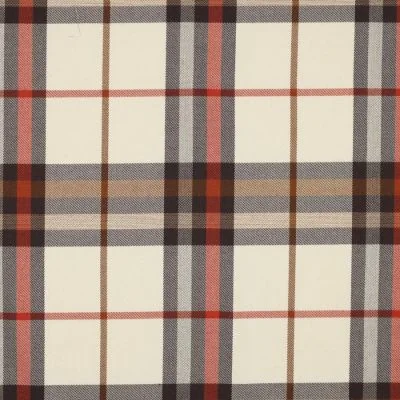 Tissu Tartan Ecossais  Valène sur fond Beige - Par 10 cm