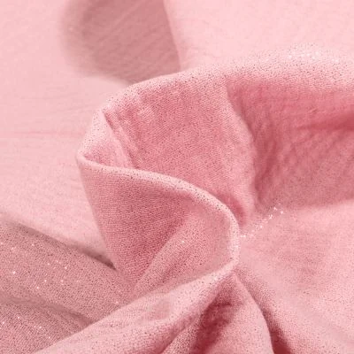 Tissu Double gaze Pailleté uni Rose clair - Par 10 cm
