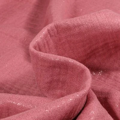 Tissu Double gaze Pailleté uni Vieux rose - Par 10 cm