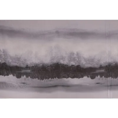 Tissu Panneau Satin Gianni Tessuti 85x145cm Lac noir et blanc sur fond Noir
