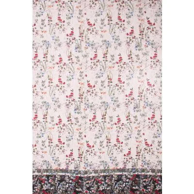 Tissu Panneau Mousseline Gianni Tessuti Fleurs entre liées sur fond Blanc cassé - Par 100 cm